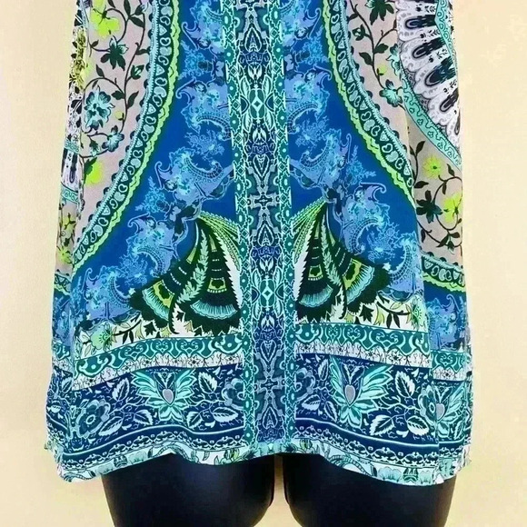 Etcetera Mandala Blue Floral Sleeveless Wrap Open Back Scoop Neck Top - Picture 4 of 10